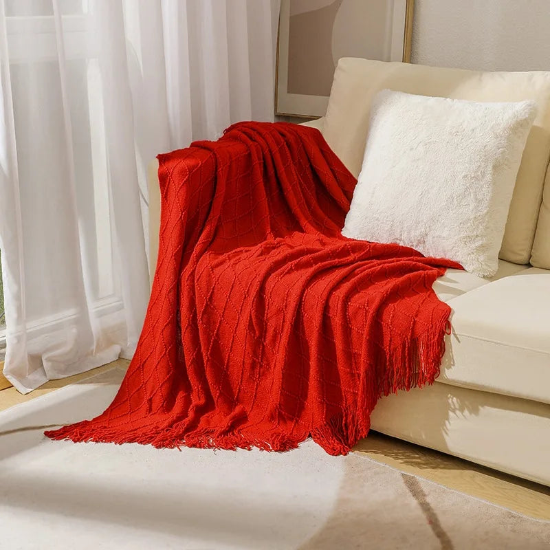Nordic Stripes Throw Blanket Sofa Cover Bed End Towel Bedroom Decoration Leisure Soft Shawl Warm Boho Decor Bedspread