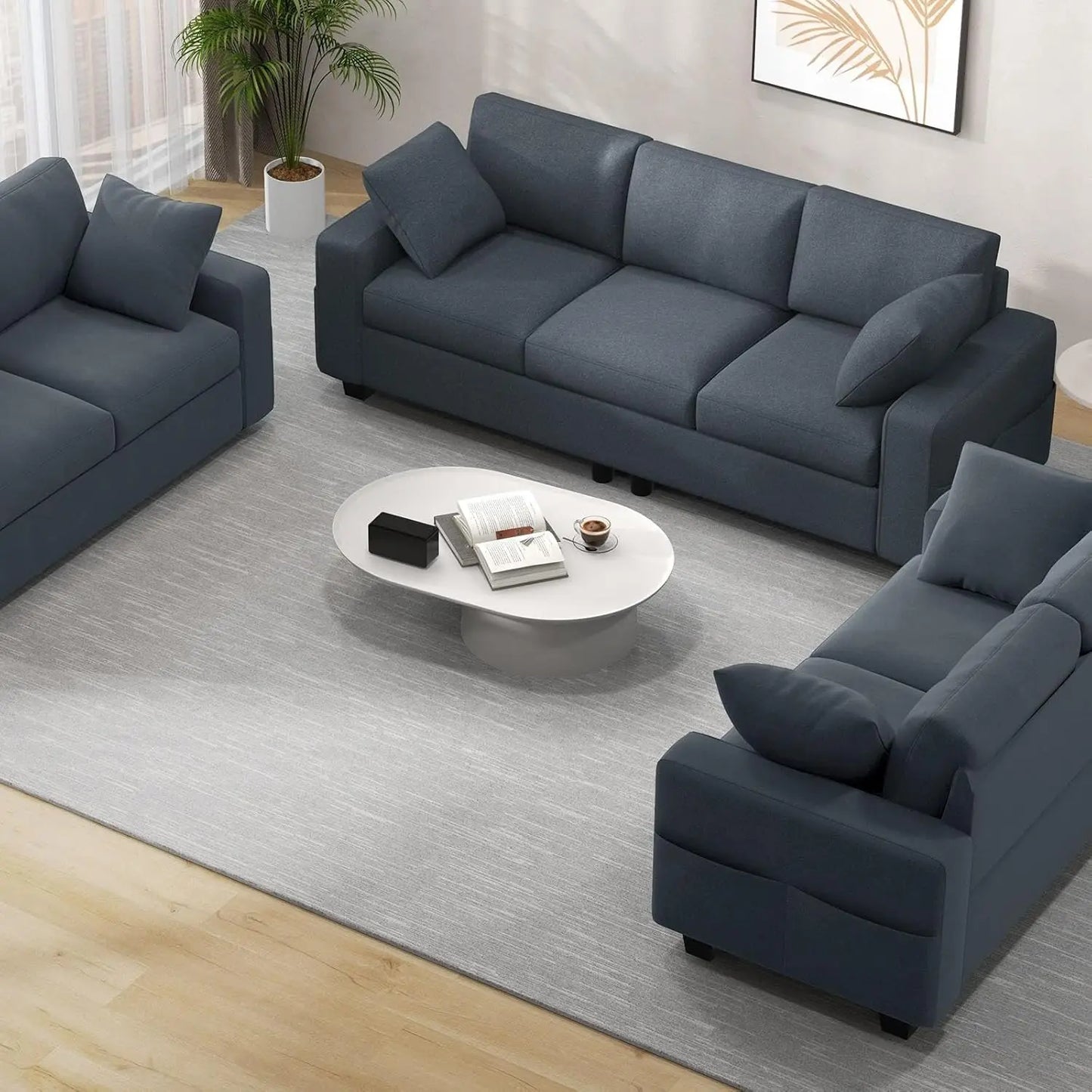 Ticify Chenille Sofa Couch With Extra Deep Seats Living Room