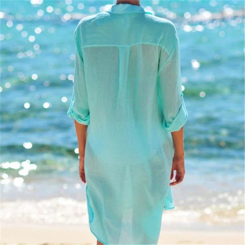Liva Girl Cotton Beach Maxi Dress Tunic Cover Up Elegance