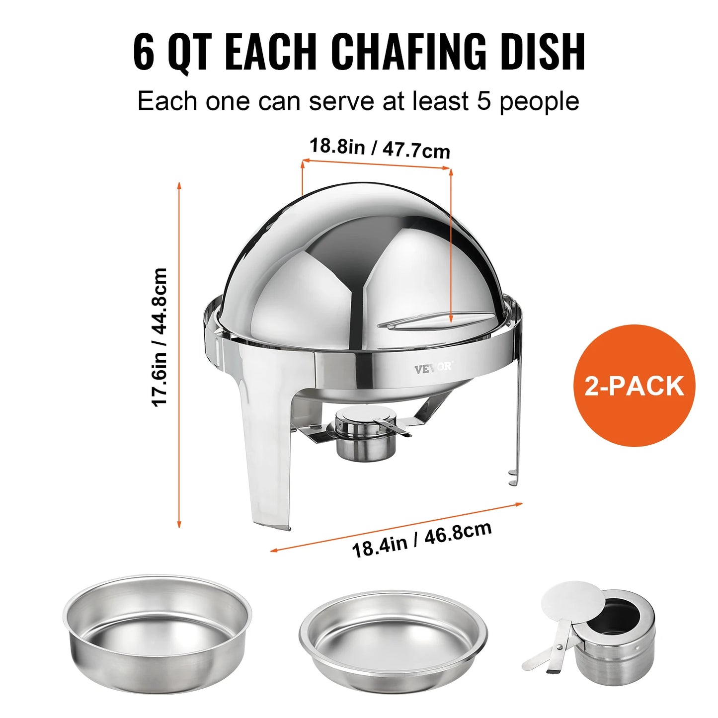 SucceBuy Roll Top Chafing Dish Buffet Set Stainless Steel