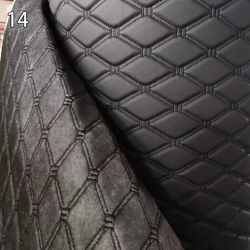 100x158cm Faux Leather Fabric Sponge Quilted Embroidered Car Interior Material and Home Decor PVC Fabric