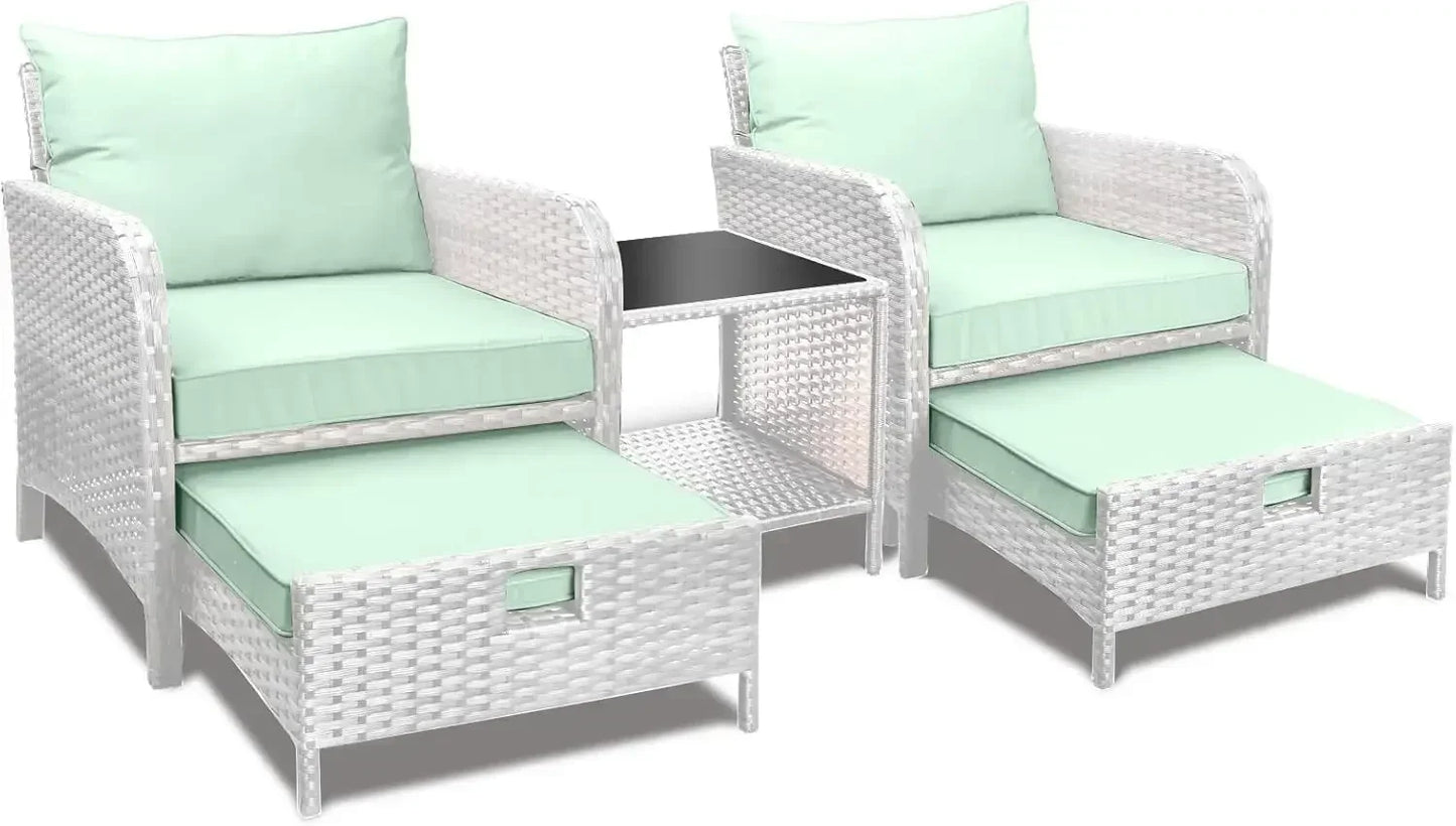 General 5 Piece Patio Conversation Set PE Wicker Furniture