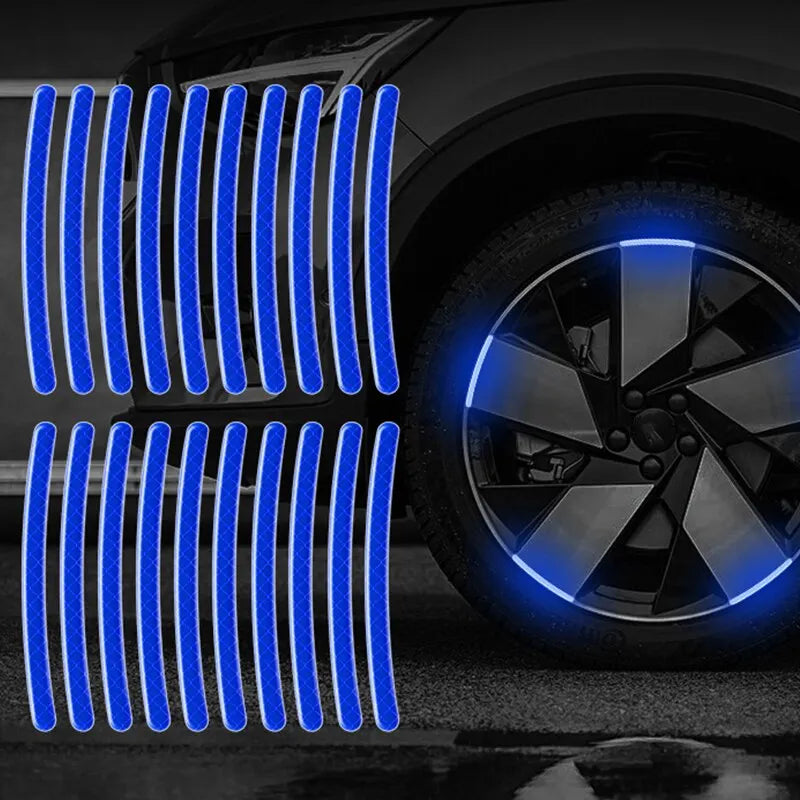 20 Pieces Car Tire Rim Reflective Stickers Night Safety Warning Strip Motorcycle Bike Auto Wheel Hub Reflector Decals