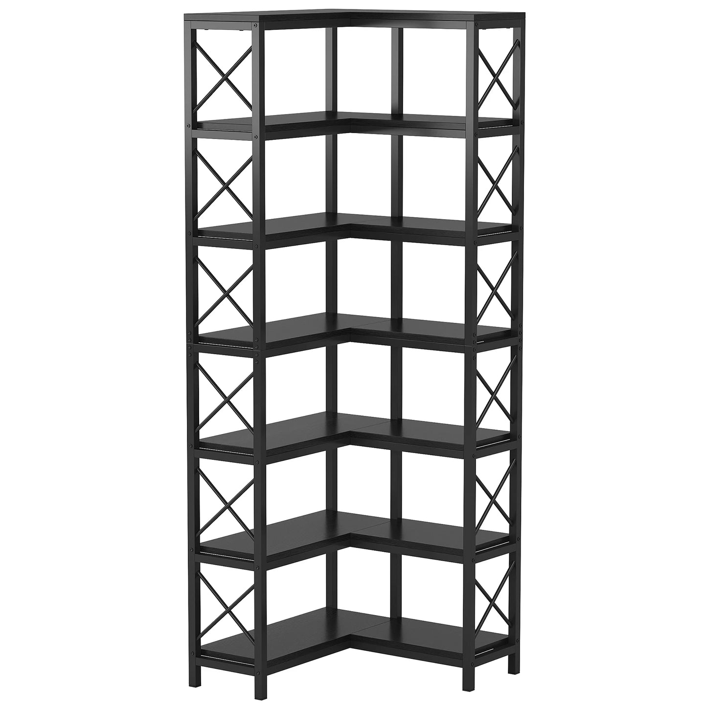 Tribesigns 7 Tier Corner Bookshelf Modern Wood Display Rack