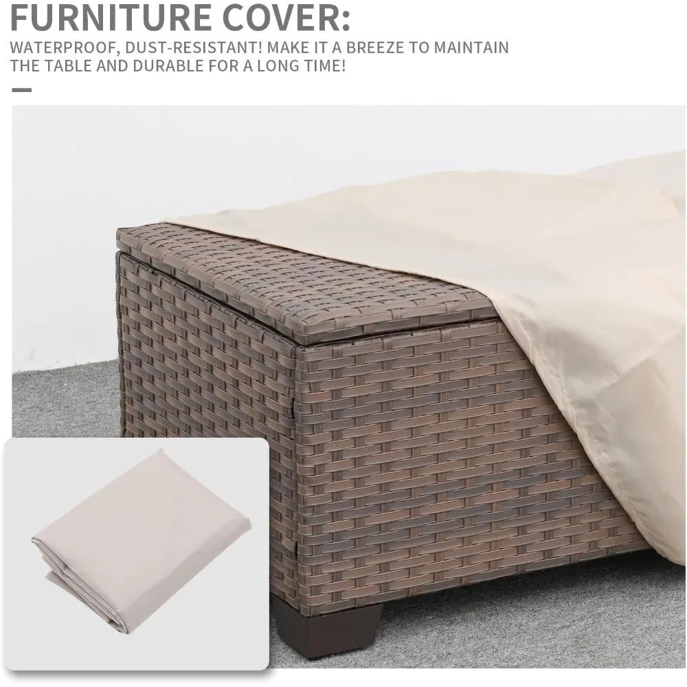 Outdoor Patio Storage Coffee Table With Wicker Design