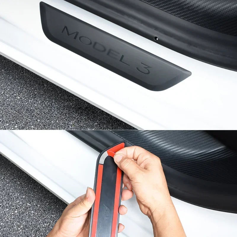 WanleeRoad Tesla Model 3 Y Rear Door Sill Decoration Wrap