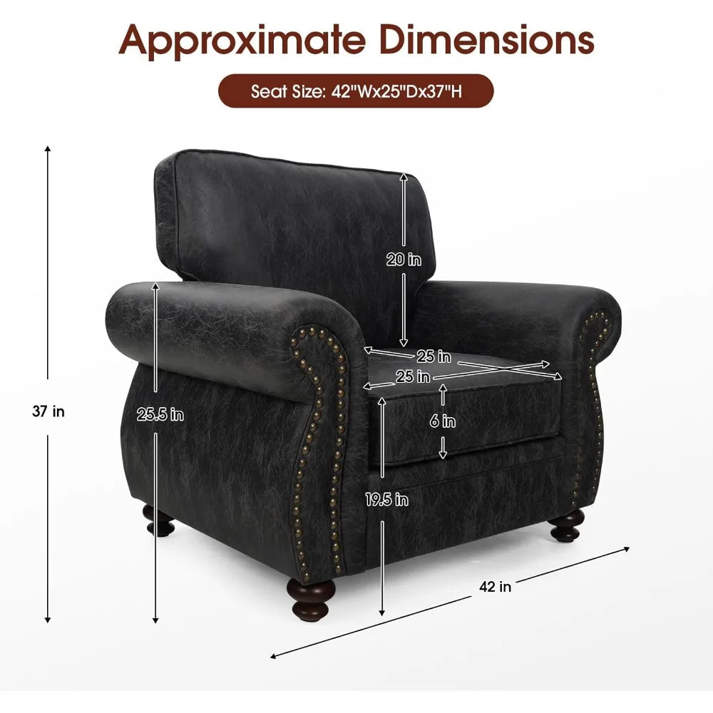 Angduo Mid Century Modern Single Sofa With Rivet Design