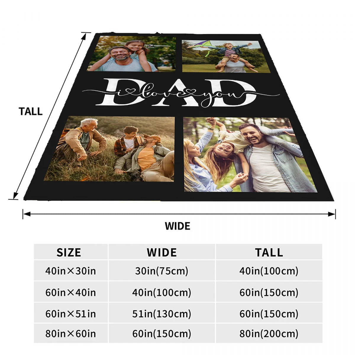 Fathers Day Gifts Custom Blanket With Your Own Photos Personalized Throw Blanket For Dad Birthday Present