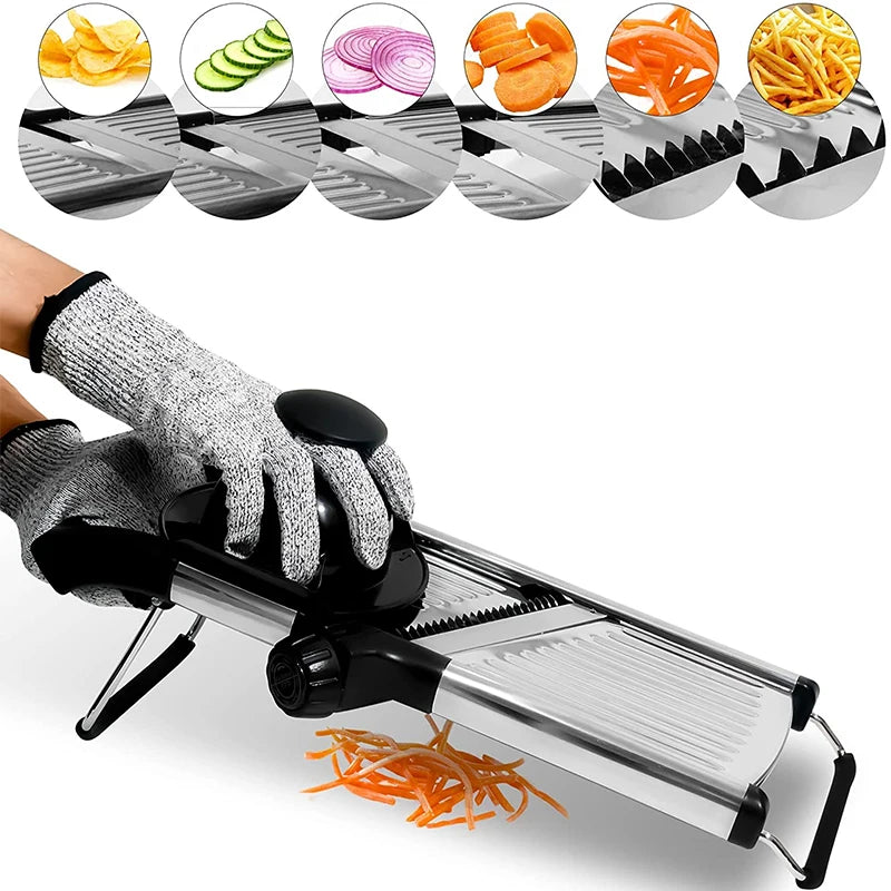 Adjustable Stainless Steel Vegetable Mandoline Slicer for Easy Chopping