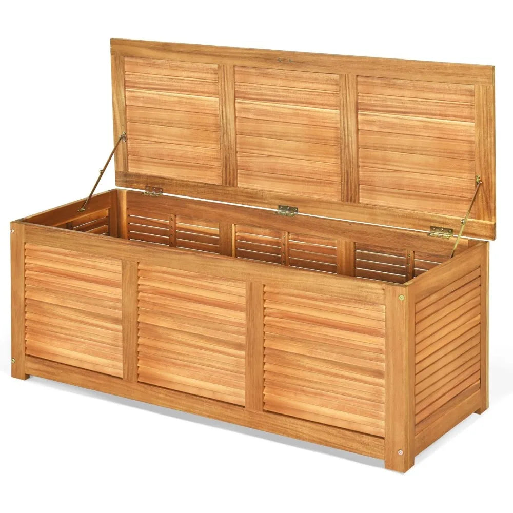 Acacia Wood Deck Box for Outdoor Storage and Organization