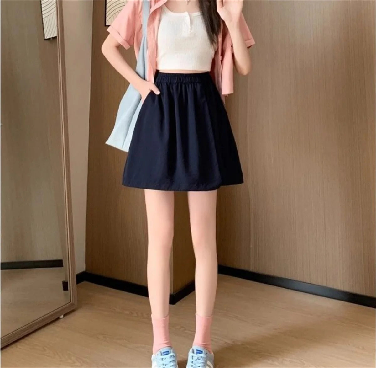 DOHTIH Women High Waist Loose Skirt Shorts