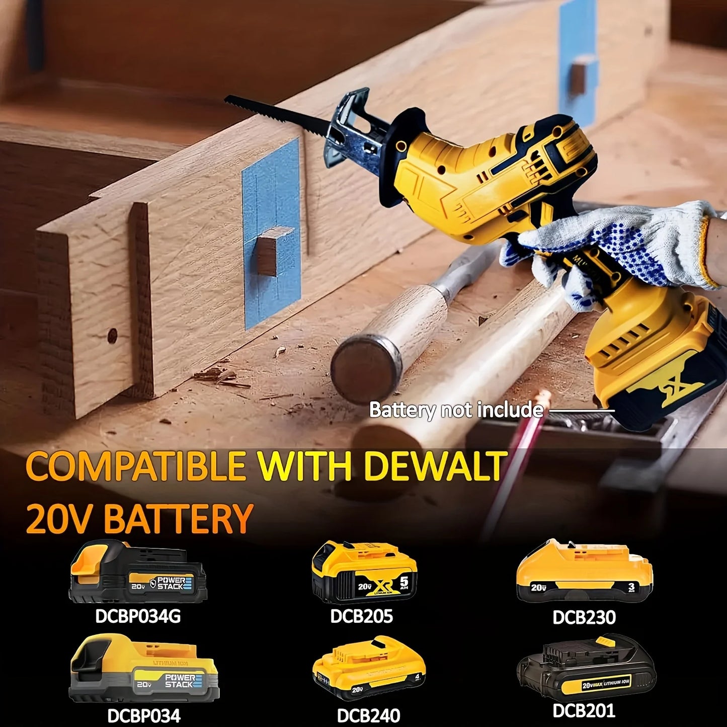 BYCZONE Cordless Reciprocating Saw Compatible With DeWalt 20V