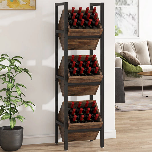 Tribesigns Freestanding Wood Wine Rack 3 Tier Display Shelf