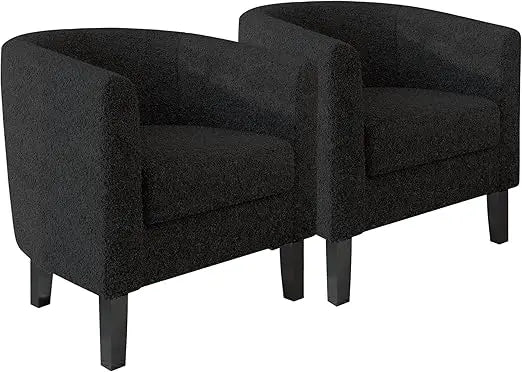 Linen Round Accent Barrel Chairs Set of Two