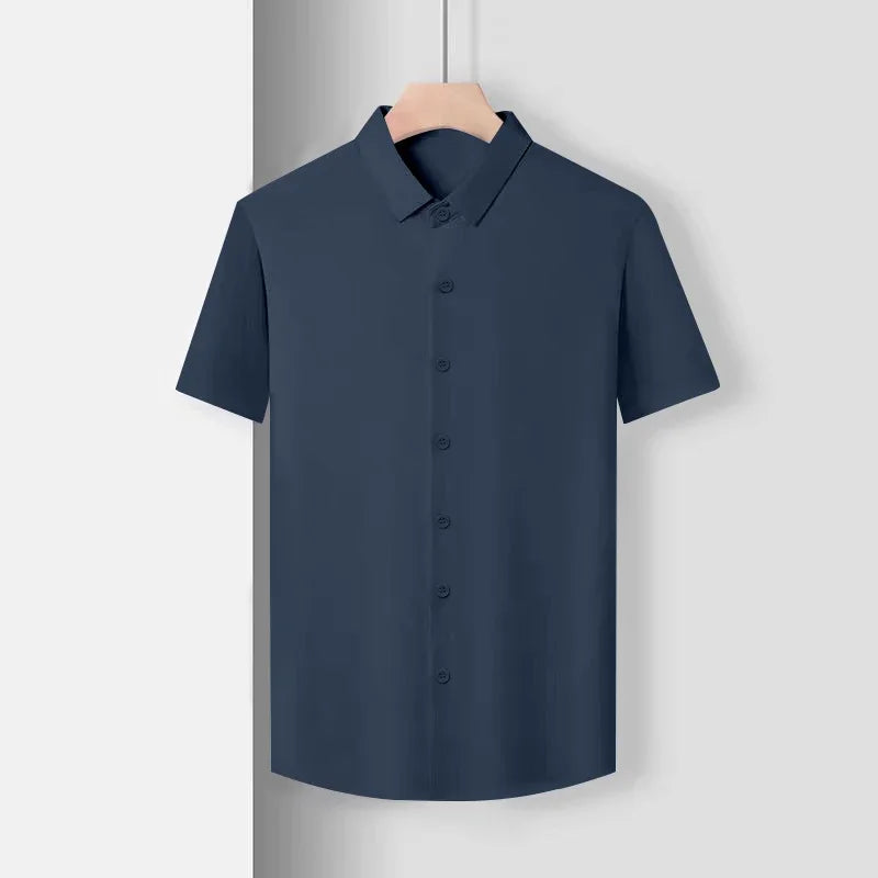 Men's Business Casual Short Sleeve Solid Color Shirt