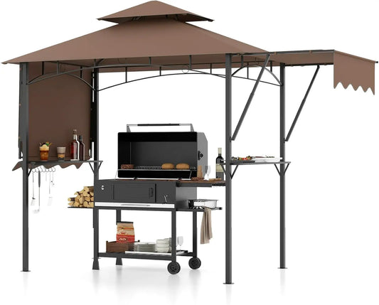 Grill Gazebo With Dual Awnings And Adjustable Shadow Features
