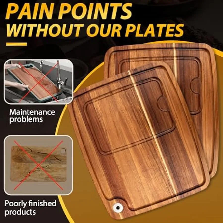 Wooden Steak Plates with Juice Channel for BBQ Lovers