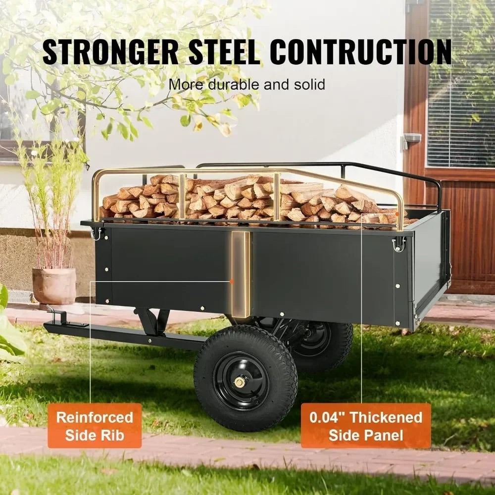 Heavy Duty ATV Trailer Dump Cart for Garden and Utility Use