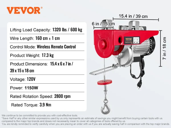 Succebuy Electric Hoist 200 To 800kg With Wired Wireless Remote