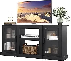 Contemporary TV Console With Multifunctional Storage Shelves And EntertainmentHub