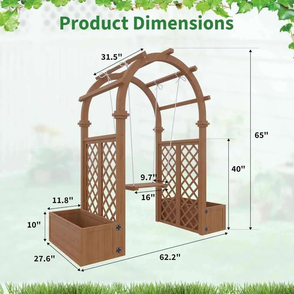 Garden Arbor With Planter Boxes Swing Arch Trellis Pergola