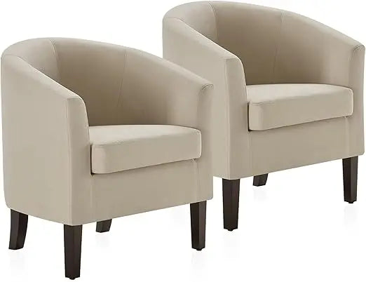 Linen Round Accent Barrel Chairs Set of Two