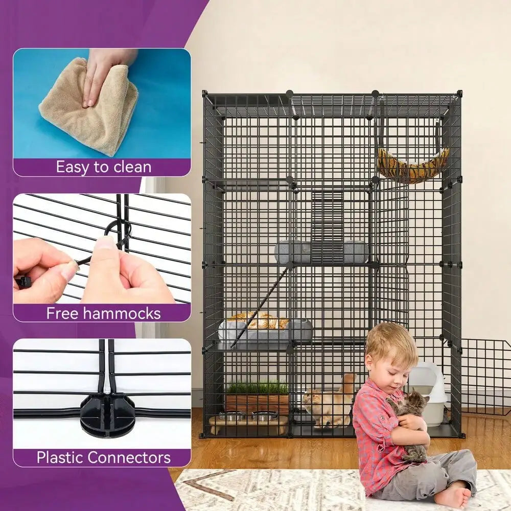 Large Cat Cage Enclosure with Hammock for Ultimate Playtime