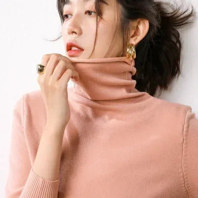 KANNISAKC Women Turtleneck Slim Fit Korean Knit Pullover Sweater