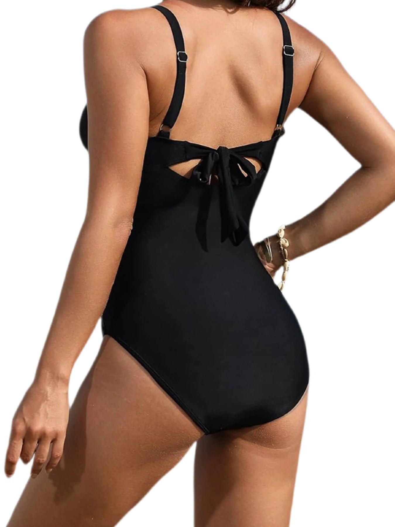 Eleposture Mesh Cross One Piece Push Up Monokini Swimsuit
