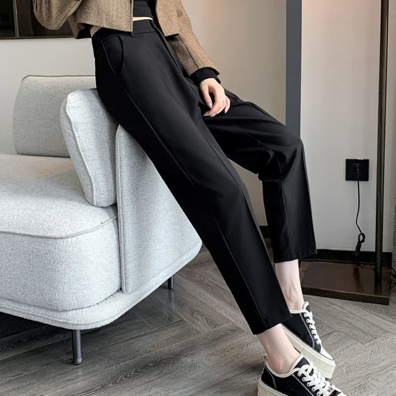 Women’s High-Waisted Casual Loose Ankle-Length Work Pants