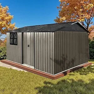 Outdoor Steel Storage Shed With Window And Sliding Doors