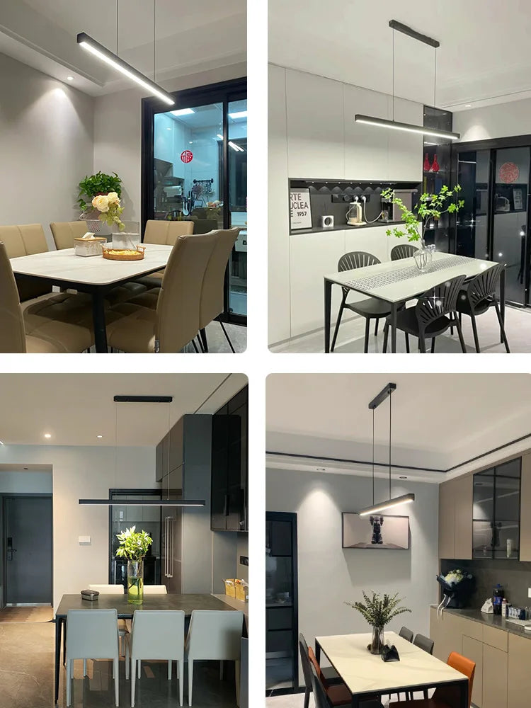 Modern Dining Room Chandelier LED Linear Pendant Light for Dining Table Kitchen Bar