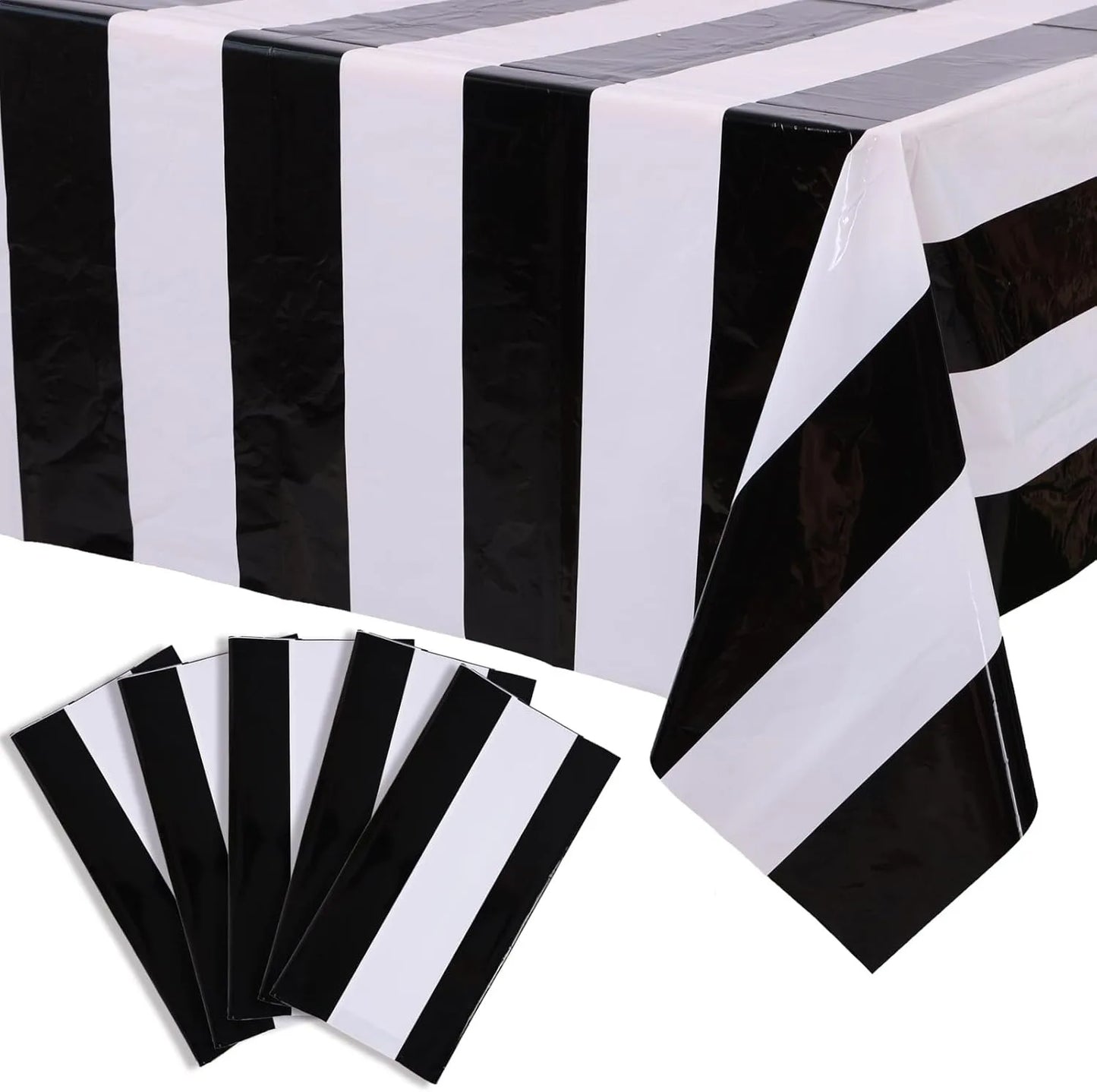 Waterproof Red and White Striped Tablecloth for Parties