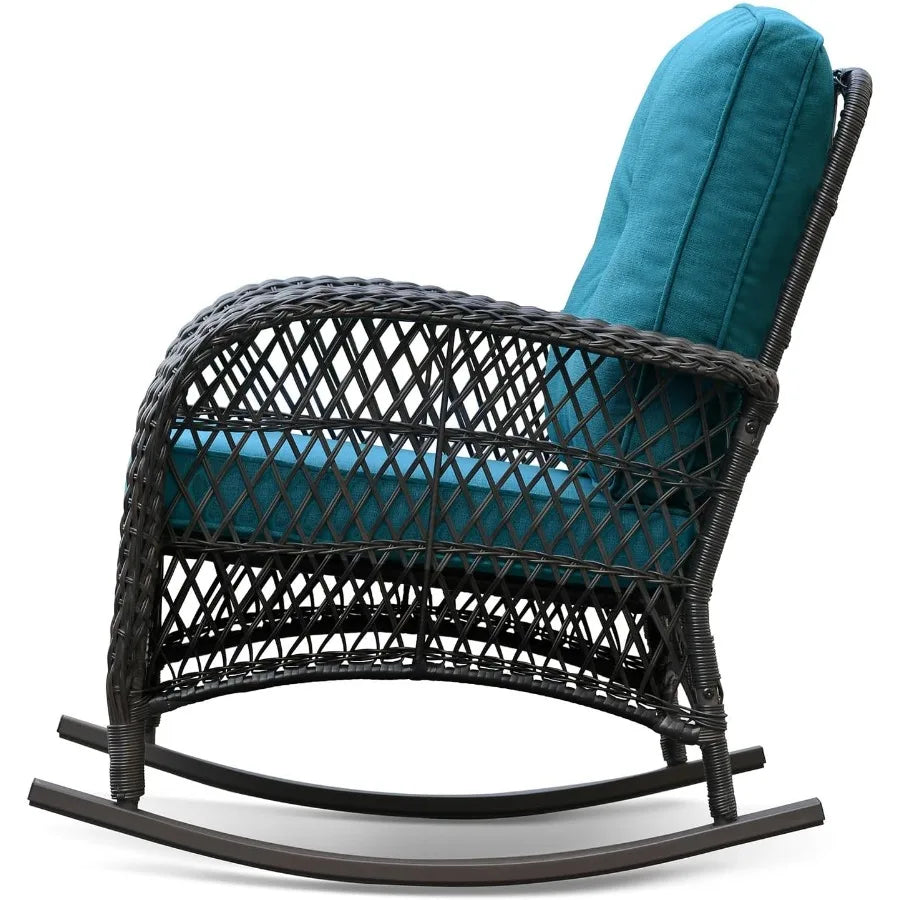 Outdoor Wicker Rocking Chairs Set Of 2 With Coffee Table