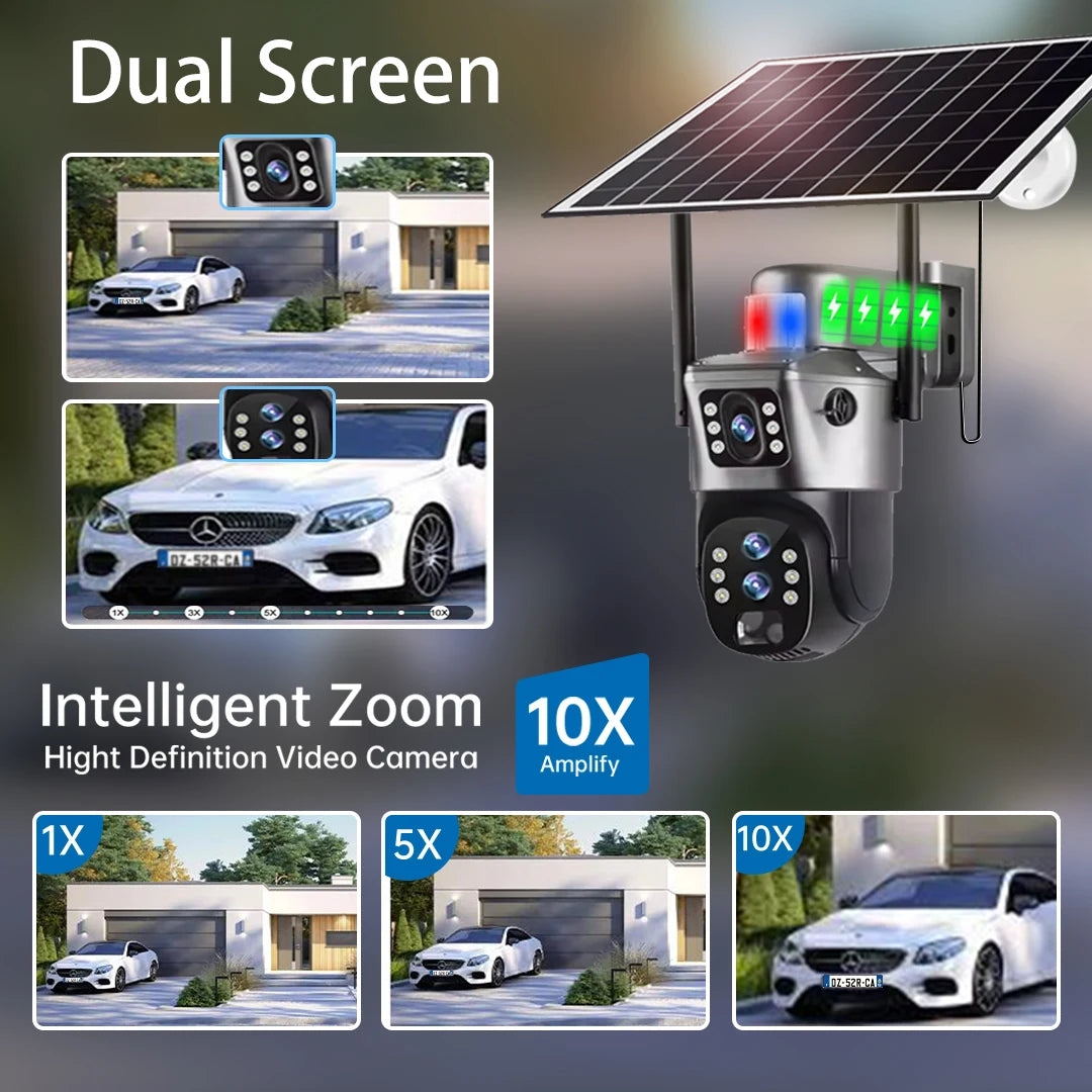 Solar Outdoor Surveillance Camera with 10X Digital Zoom and 4G