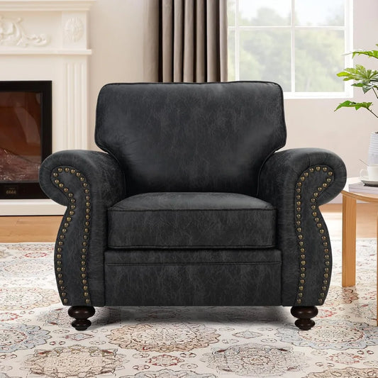 Angduo Mid Century Modern Single Sofa With Rivet Design
