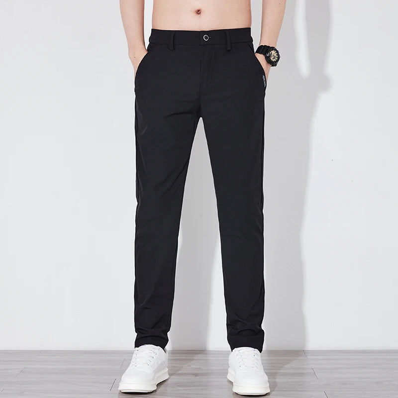 Summer Silk Stretch Trousers for Men Casual Business Wear