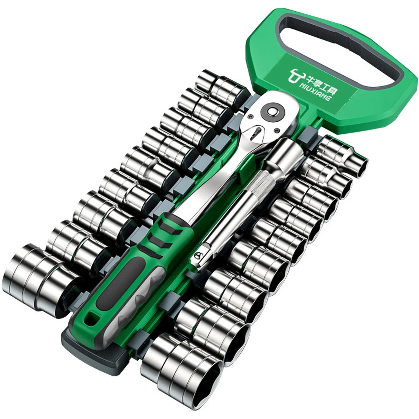 Ratchet Socket Wrench Set With Quick Release Reversible Handle