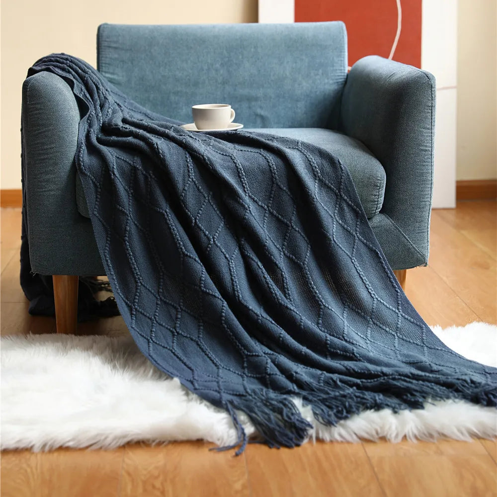 Nordic Stripes Throw Blanket Sofa Cover Bed End Towel Bedroom Decoration Leisure Soft Shawl Warm Boho Decor Bedspread