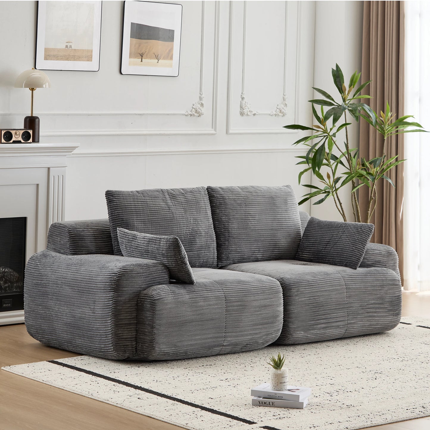 CN Zhejiang Modern Memory Foam Compressed Sofa Corduroy Sectional Couch For Living Room No Assembly Required
