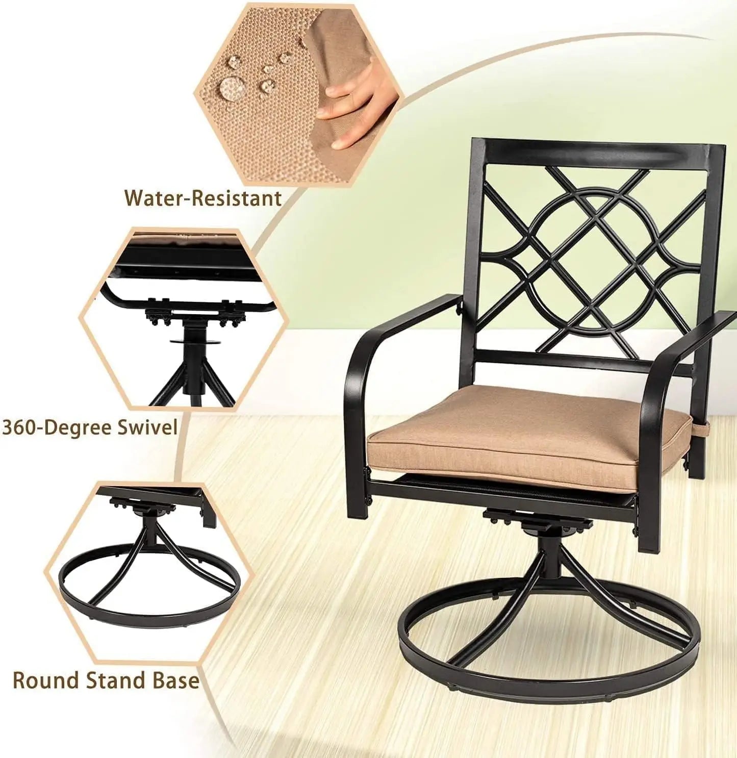 Modern 5 Piece Metal Outdoor Patio Dining Set With Umbrella