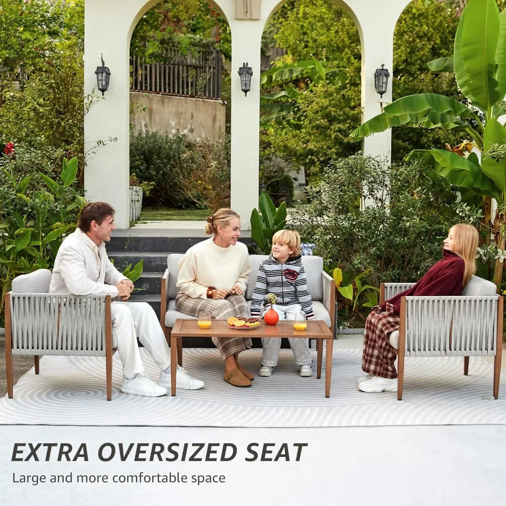 HUANZHUANG Outdoor Patio Deep Seating Set With Rope