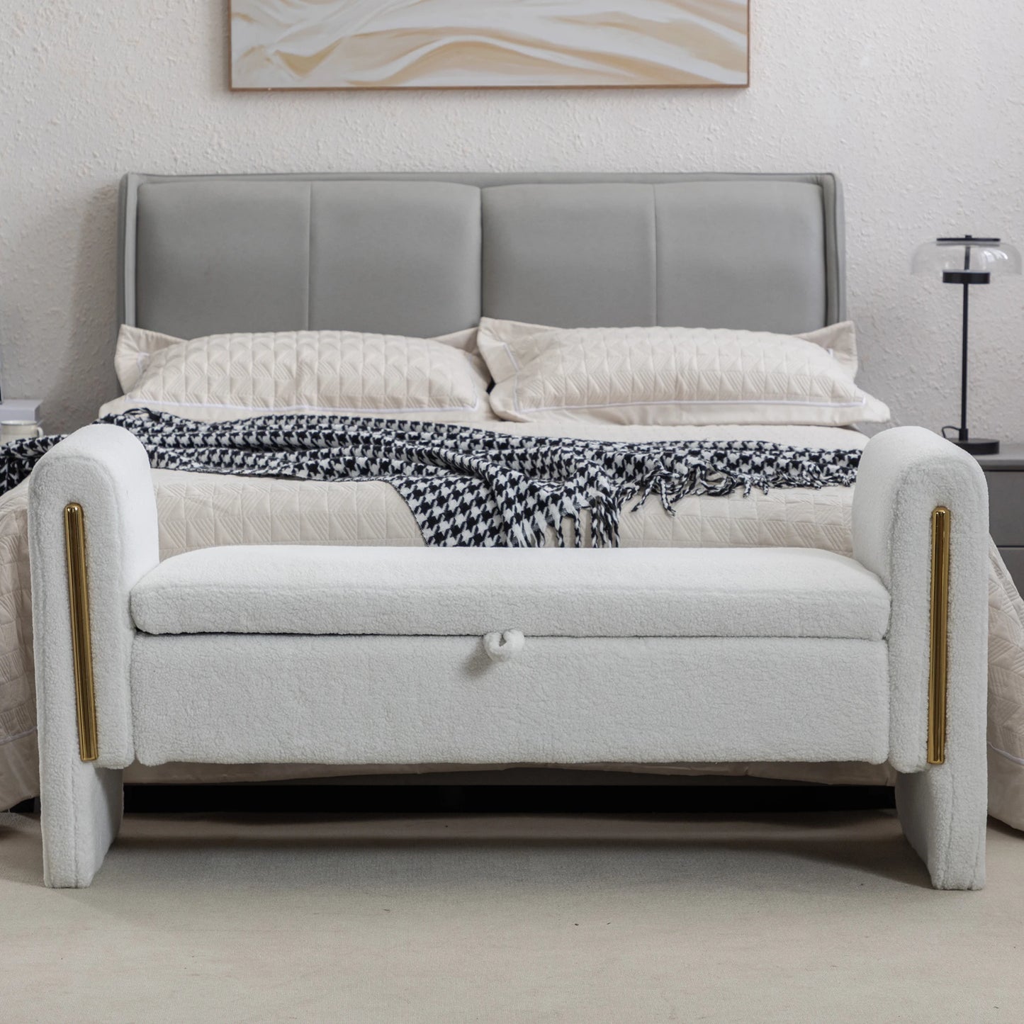 Modern Velvet Storage Ottoman Bench for Stylish Living Spaces