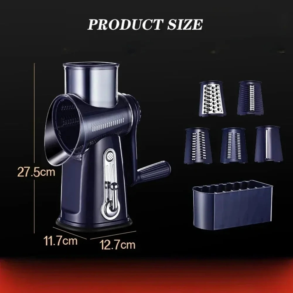 Rotary Vegetable Slicer and Grater 5 In 1 Kitchen Tool