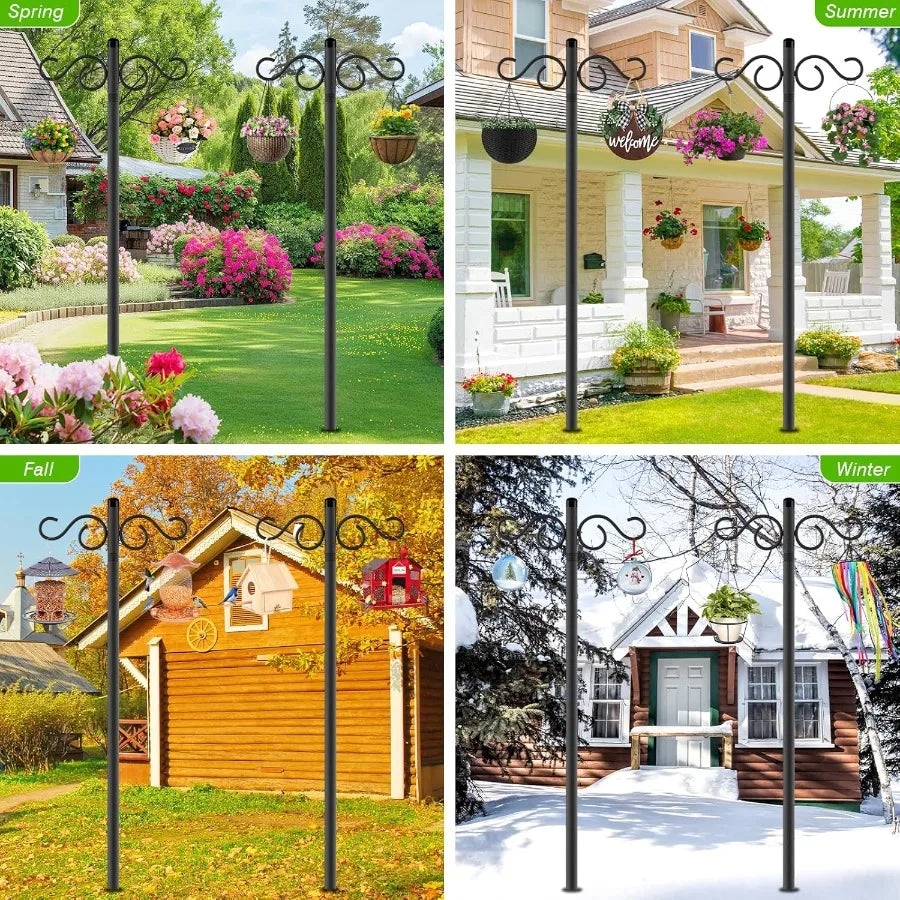 Double Shepherds Hooks for Outdoor Bird Feeders and Decor