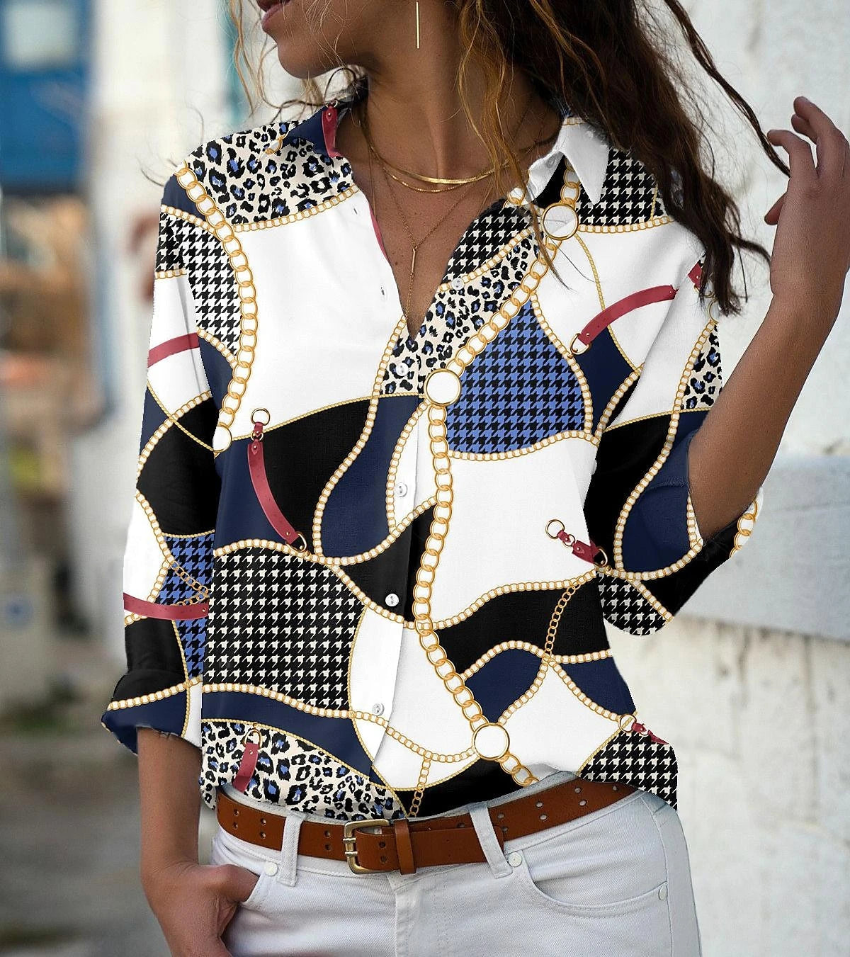 Icevoolen Elegant Long Sleeve Women Shirt Casual Loose Top