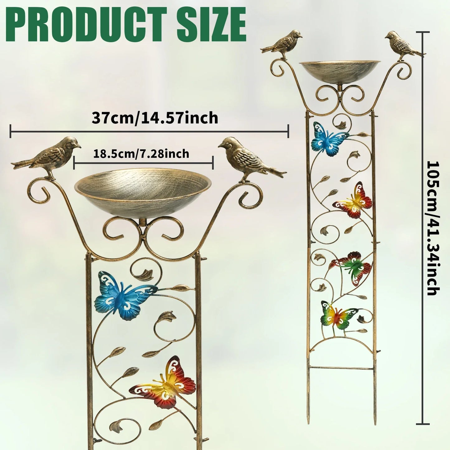 Metal Garden Trellis Bird Bath with Decorative Bird Design