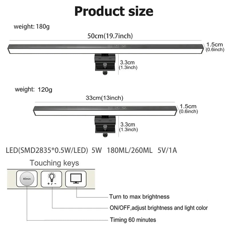 Dimmable LED Desk Lamp Monitor Light Bar for Reading