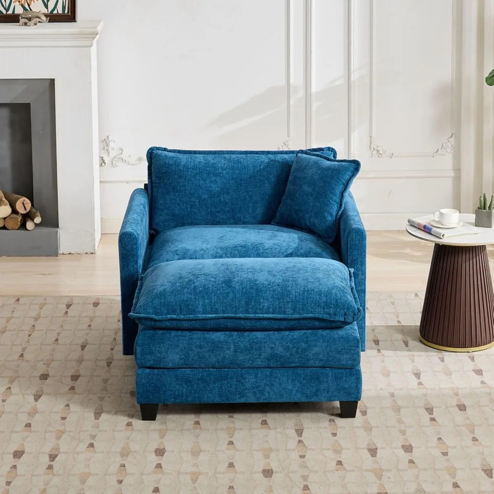 Luxurious Chenille Sectional Sofa With Ottoman Premium Contemporary Living Furniture