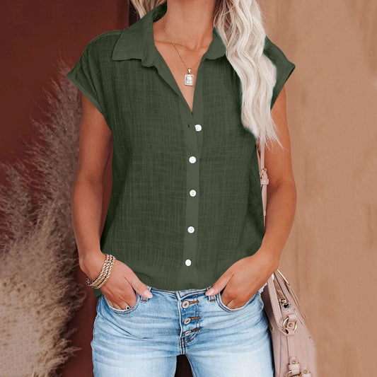 HallolillaCN Summer Cotton Linen Shirt Women Loose Top
